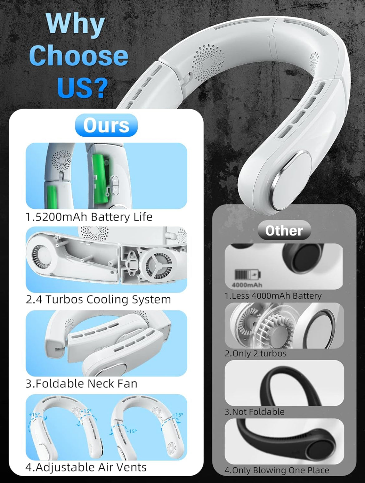 Portable neck cooling fan